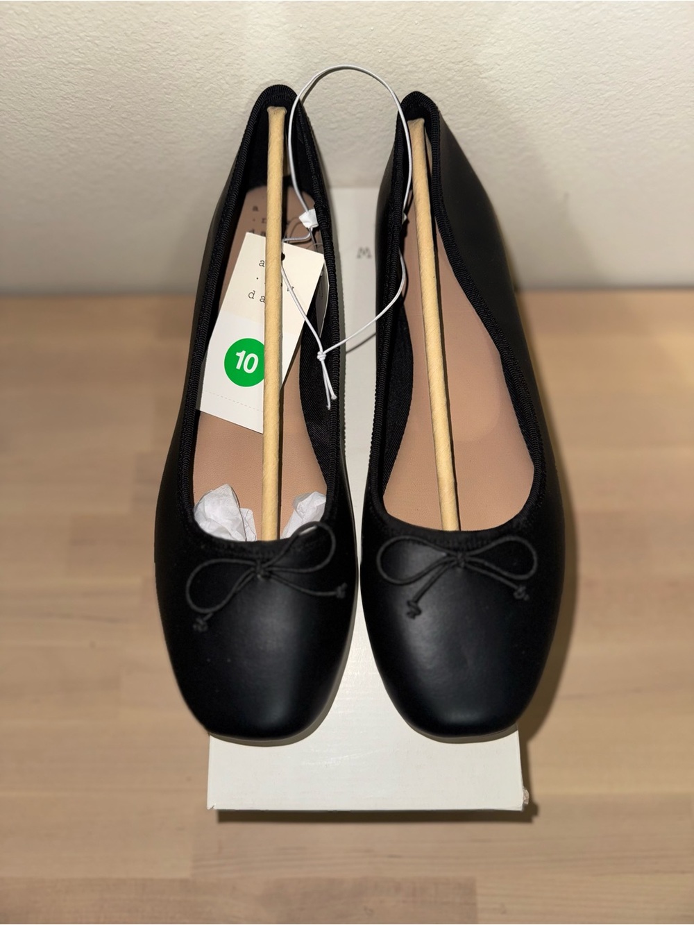 a new day Black Ballet Flats with Bow